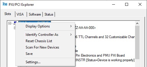 PXI System Context Menu